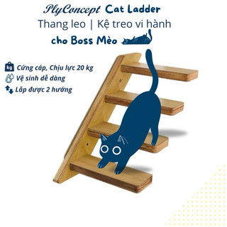 Kệ Treo Tường Hình Thang Xinh Xắn Cho Mèo, Thang Leo cho Mèo, Kệ Đồ Chơi Cho Thú Cưng Plyconcept Cat Ladder