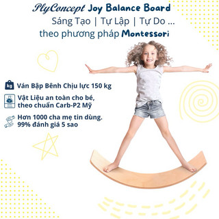 Ván bập bênh, Ván thăng bằng, Đồ Chơi Montessori - Gỗ Uốn Cong PlyConcept Joy Balance Board