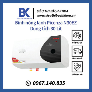 Bình nóng lạnh Picenza ngang 30 lít N30EZ - Hiển thị nhiệt độ bảo hành sợi đốt trọn đời