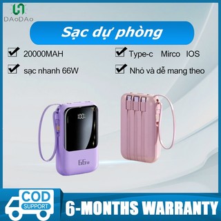 Sạc dự phòng 20000mAh tích hợp pin dung lượng lớn sạc nhanh dây 66W cho nhiều thiết bị điện thoại