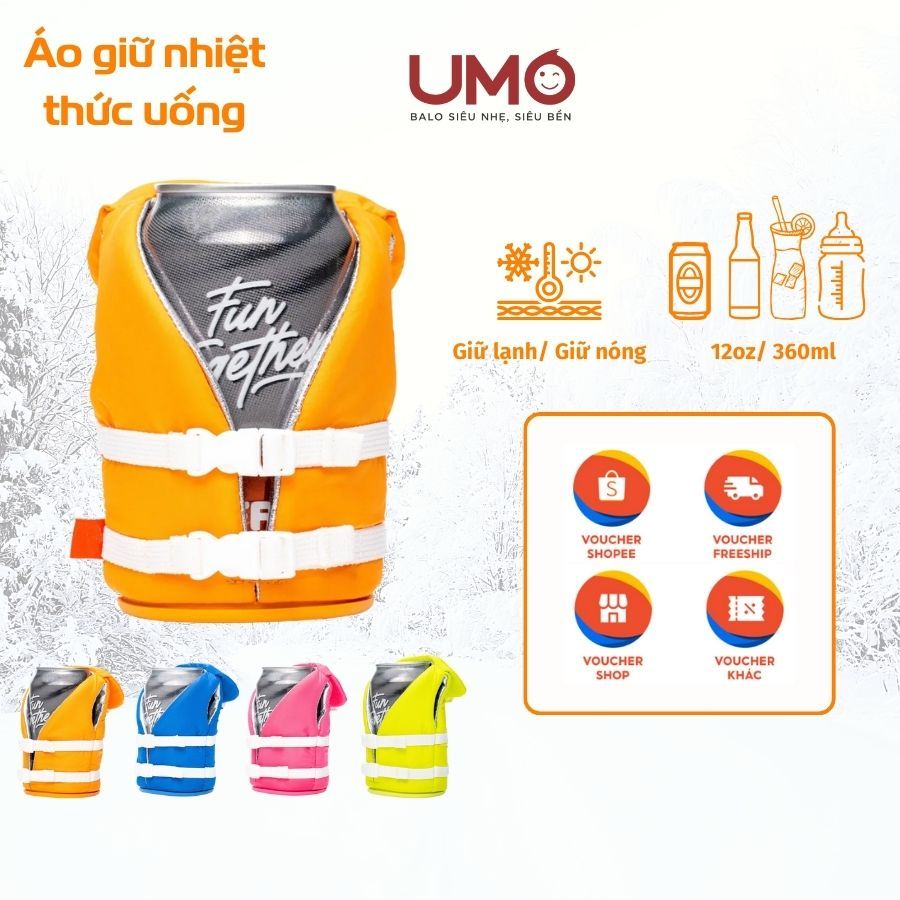 Áo Giữ Nhiệt Thức Uống UMO Drinkware Life Jacket DLJ31, giữ lạnh lon bia, lon nước ngọt, ly cà phê, 