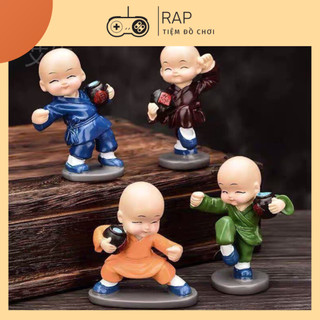 Set 4 tượng chú tiểu múa túy quyền ngộ nghĩnh bày taplo ô tô, trang trí bàn làm việc, bày kệ phòng khách - HO14