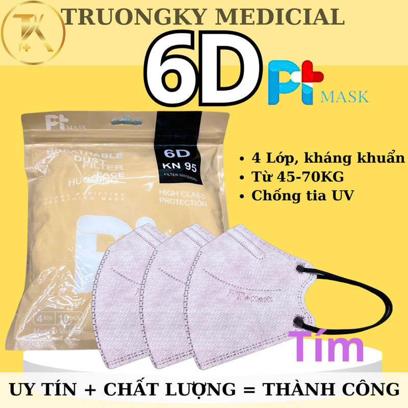 SET-100c 6D Túi Zip Khẩu Trang 6D PT Mask Mẫu Mới ,Dây Màu Trend, Khẩu