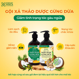 Bộ đôi Gội_Xả Gừng Dừa Cỏ Cây Hoa Lá giúp tóc suôn mềm, giảm rụng tóc