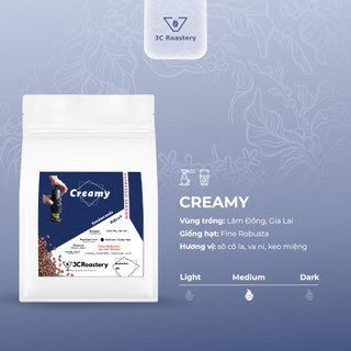 Cà phê CREAMY 100% Robusta rang vừa (Đắng ít) CÓ CHỌN LỌC HẠT CHÍN hợp pha máy- Rang Mộc