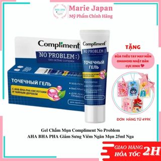 Gel chấm mụn compliment no problem aha bha pha giảm sưng viêm ngăn mụn 25ml nga
