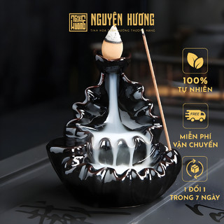 Thác Khói Nụ Trầm Hương, Nguyện Hương, Lư xông đốt nhang, đồ phong thủy bằng gốm sứ cao cấp