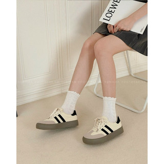 SẴN FULL BOX Giày vintage sneaker - Giày nữ thể thao phối màu sọc - Giày buộc dây Hàn Quốc Ullzang ĐẾ 3CM
