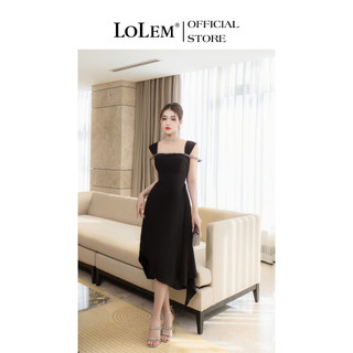 Đầm body dáng dài LOLEM DO272 thiết kế tà lệch phối viền pha lê sang trọng