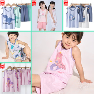 Bộ hè ba lỗ thun cotton MAM DAD KIDS họa tiết cho bé trai bé gái A1942 - Little Maven Chính Hãng