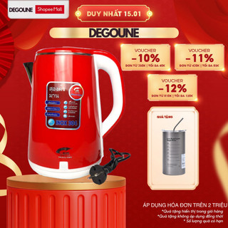 Ấm Siêu Tốc 2.5L THÁI LAN Cao Cấp DEGOUNE TECHHOME , Ấm Đun nước 2 Lớp Loại Lớn, Nồi Đun Nươc Tiện Lợi