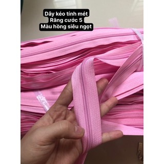 Dây kéo mét may ga, gối mền, balo, túi xách răng cước 5 màu hồng siêu ngọt