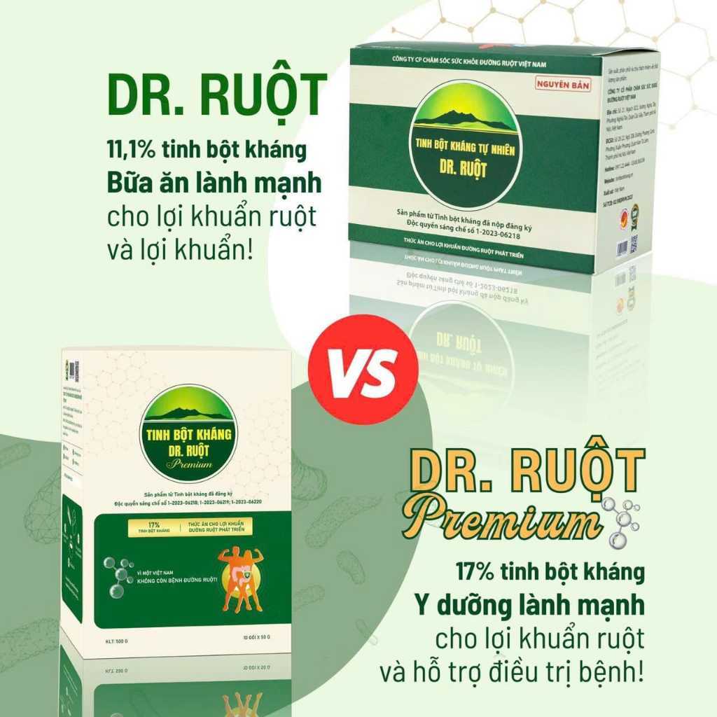 Tinh Bột Kháng Tự Nhiên Dr. Ruột Việt Nam Hàm Lượng 11,1% và 17% Giảm Táo Bón Đại Tràng Co Thắt