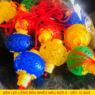 Đèn led lồng đèn đỏ hoa văn nhiều màu size 8 cực đẹp 12 quả