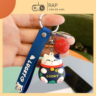 Móc khóa mèo thần tài Lucky kèm chuông dễ thương, nhiều màu sắc Ráp dùng làm quà tặng, móc treo ví, túi xách, balo-TH08