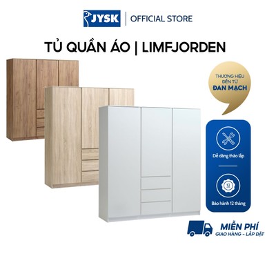 Tủ quần áo | JYSK Limfjorden | gỗ công nghiệp | màu sồi/trắng | R180xS58xC200cm