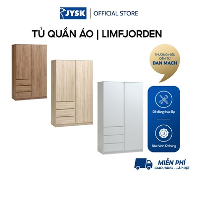 Tủ quần áo | JYSK Limfjorden | gỗ công nghiệp | màu sồi/trắng | R120xS58xC200cm