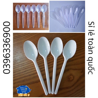 (Sỉ Lẻ)Thìa, Muỗng, Nĩa Nhựa Trắng NA -Nhựa Trong - Thìa Nhựa Cao Cấp set 70- 80c