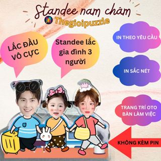 Standee Lắc Đầu Thegioipuzzle 3 người in theo yêu cầu Để Bàn, oto Trang Trí