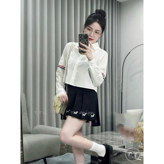 Áo sơ mi Thome dáng lửng tay kẻ vạch hàng QC