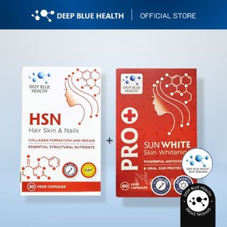Bộ đôi giảm mụn và chống nắng: viên uống deep blue health hsn và viên uống deep blue health pro sun white