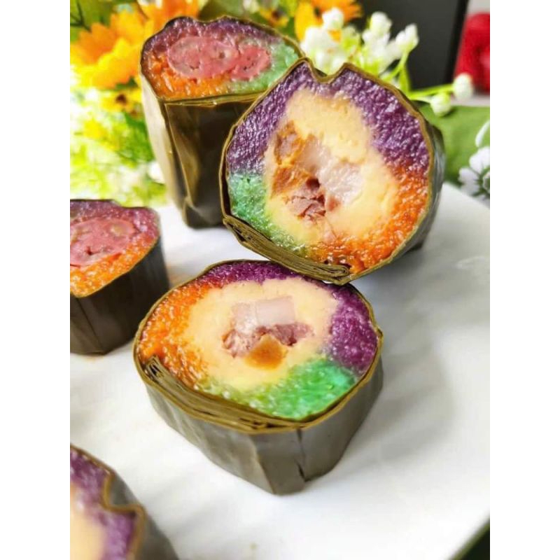 Bánh tét 3 màu nhân đậu mỡ trứng muối 1,2kg