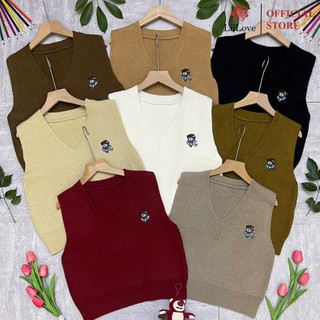 Áo len gile thêu gấu thủy thủ dày dặn bảng màu mới lạ qc liilove gl11k