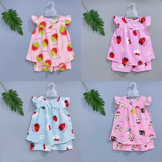 Bộ bé gái (cài khuy vai), vải lanh(Tole) loại 1 size cho bé3-18 kg...
