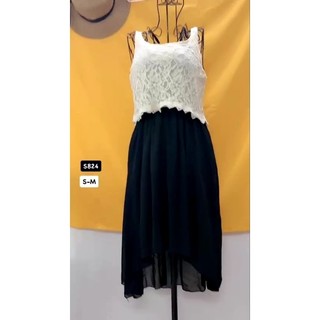 đầm ren phối voan vạt mullet nhẹ size S/M. S824