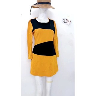 đầm thun màu vàng đen. S824