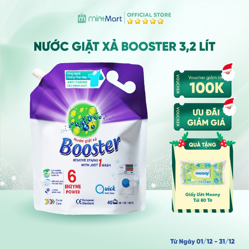 Set 2 túi nước giặt xả 2in1 Booster hương Nắng Mai 6,4kg