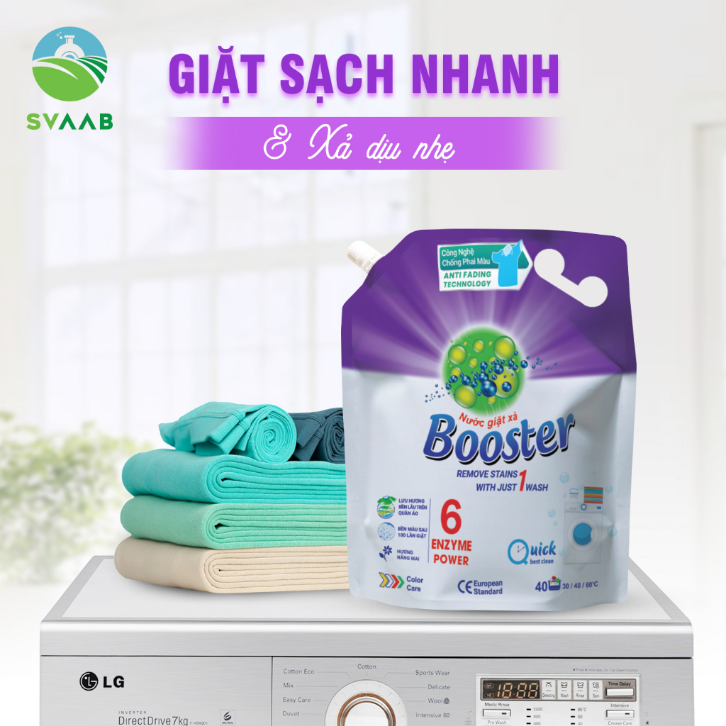 Set 2 túi nước giặt xả 2in1 Booster hương Nắng Mai 6,4kg