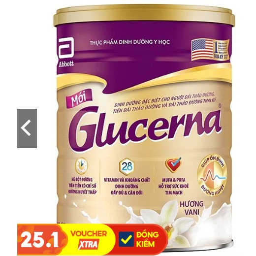 Sữa bột Glucerna dành cho người tiểu đường lon 850g date 2025