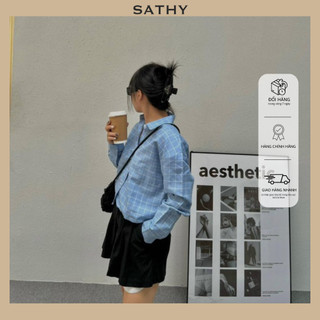Áo sơ mi croptop nữ sathy vải kate cao cấp - cropshirt