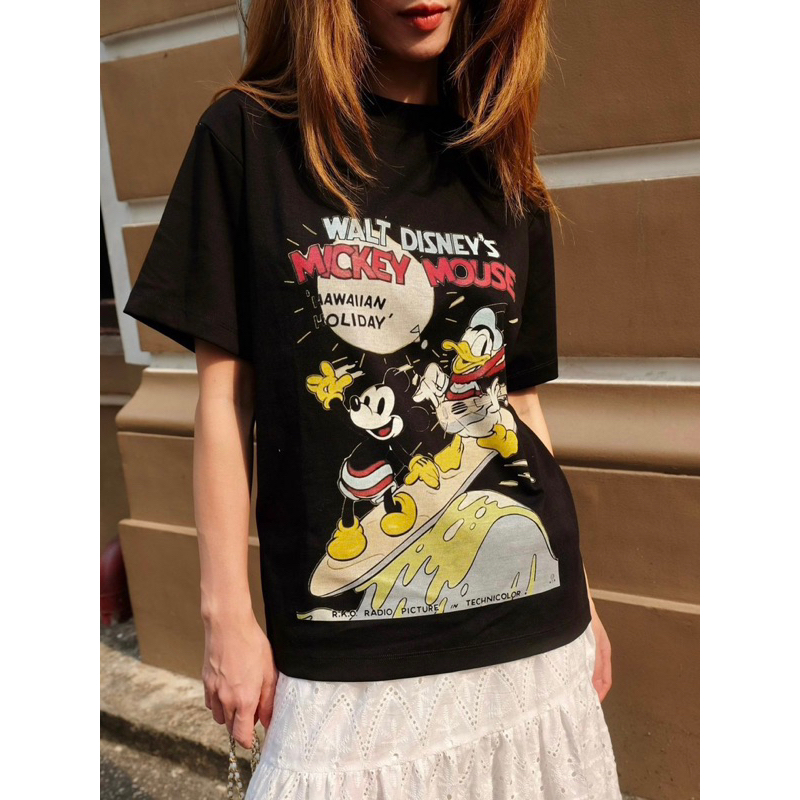 Áo thun đen Mickey Donald Hawai SY STORE
