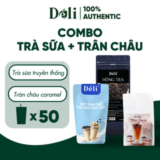 Combo Hồng Trà 500gr+ Bột Sữa Cao Cấp 1Kg+ Trân Châu Đen 1Kg Déli, Pha Trà sữa trân châu caramel