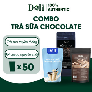Trà sữa chocolate, Combo gồm :1KG bột trà sữa cao cấp ,1KG bột cacao nguyên chất , 500GR trà đen