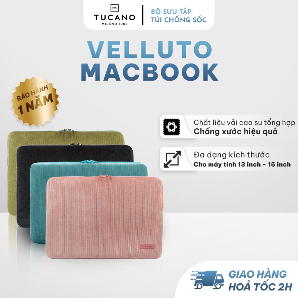 Túi Chống Sốc Tucano Velluto Macbook cao cấp chống nước chống sốc bảo vệ thiết bị tránh va chạm