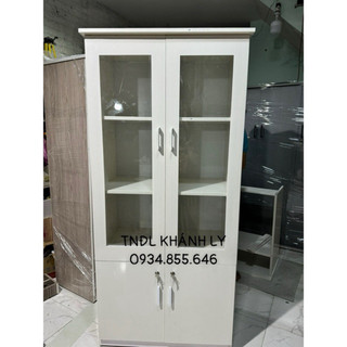 Tủ hồ sơ tủ chén ly nhựa 83x180x50x47 cánh lộng kính Freeship HCM