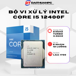 Cpu intel core i5 12400f tray (intel lga1700/6 core/12 thread/base 2.5ghz/turbo 4.4ghz/cache 18mb/no igpu)