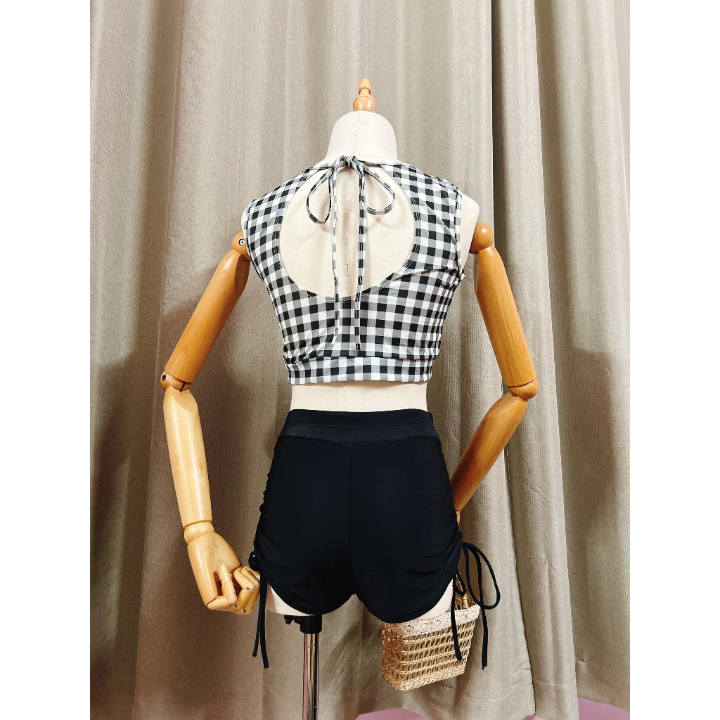 Bikini, đồ bơi, đồ tắm đi biển áo ba lỗ caro kín đáo (hình chụp thật) | BigBuy360 - bigbuy360.vn