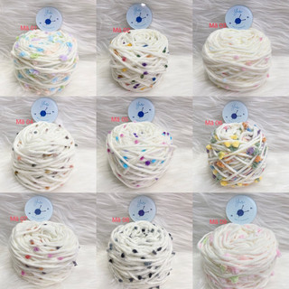  Len pompom len pom pom dệt kim len pom pom cầu vồng 