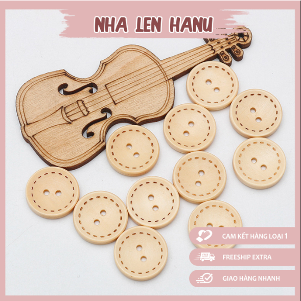 [HD] Cúc Gỗ Vintage Trang Trí - Cúc Gỗ Basic ( gói 5 chiếc)