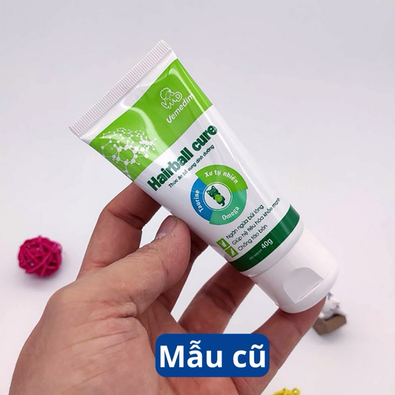 Gel dinh dưỡng cho mèo. Gel Hairball cure tuýp 40g hỗ trợ tiêu búi lông, dưỡng lông, phòng táo bón cho mèo