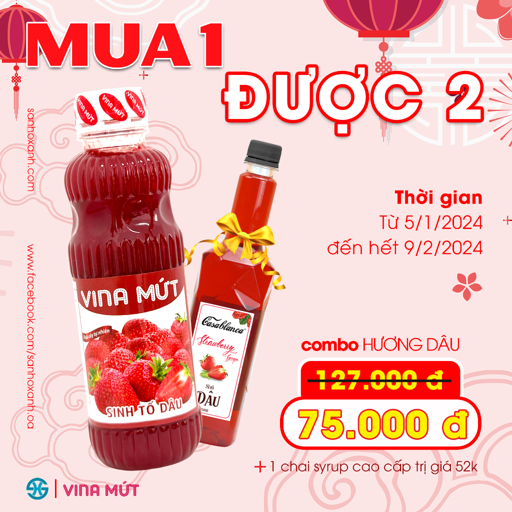[Mua 1 Tặng 01] Sinh Tố Vina Dâu 1000ml