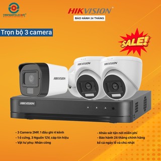 Trọn bộ 3 camera quan sát hikvision 2.0mp full hd đầy đủ phụ kiện - trangiatelecom