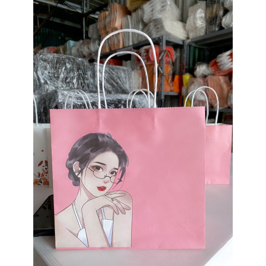 50 TÚI GIẤY NHẬT 20x21x10cm cao 20 x ngang 21 x rộng hông 10 cm