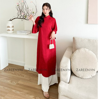 Zareen | bộ áo dài lụa tằm đính nút linh lan zareen adi02