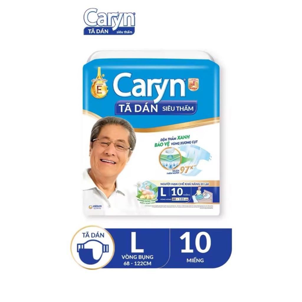 Tã Dán Người Lớn Caryn Siêu Thấm Size M - 10 Miếng
