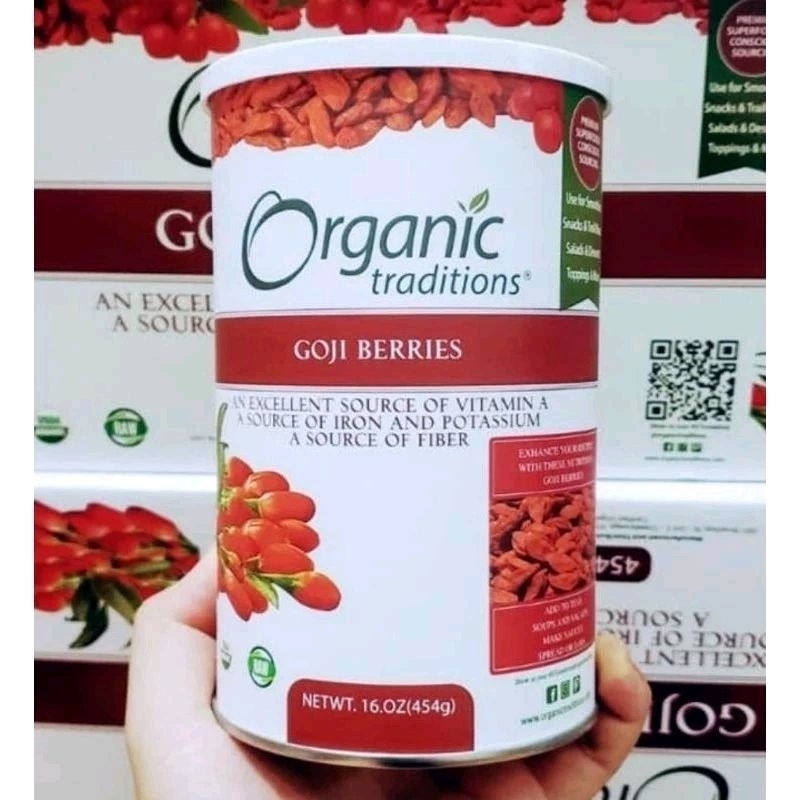 (Date 2026) Kỷ Tử Sấy Khô Hữu Cơ Goji Berries Organic Traditions 454g/hộp của Mỹ